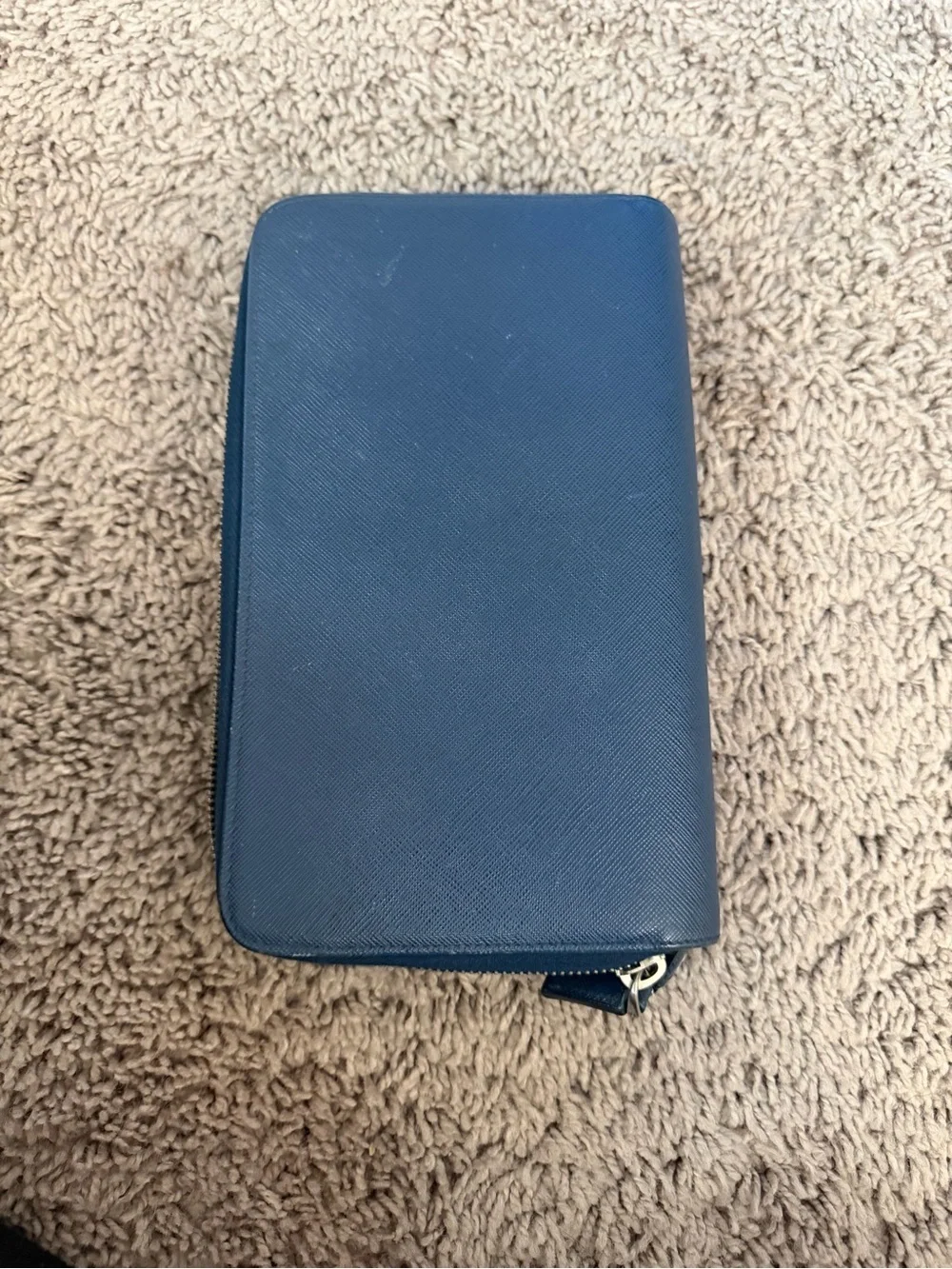 Navy Zip-Around Prada Wallet